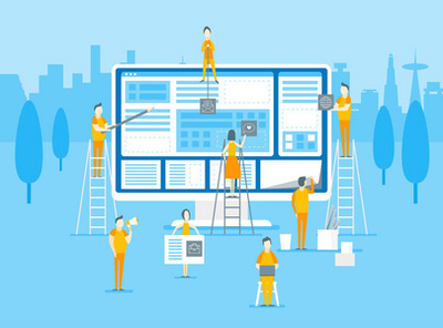 網(wǎng)頁(yè)開(kāi)發(fā)者, 海報(bào)上的矢量插圖